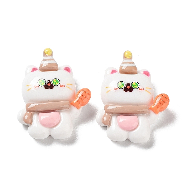 

PandaHall Cartoon White Cat Resin Decoden Cabochons, Cute kitten, Hat, 30.5x24x9mm Resin Hat