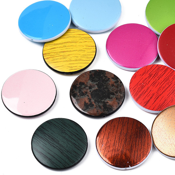 

PandaHall Printed Acrylic Beads, Flat Round, Mixed Color, 31.5x6mm, Hole: 1.4mm, about 120pcs/500g Acrylic Flat Round Multicolor