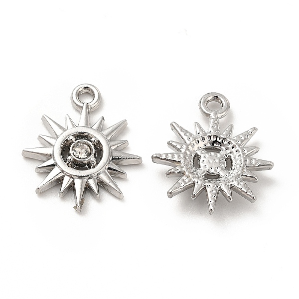 

PandaHall Rack Plating Alloy Rhinestone Pendants, Cadmium Free & Lead Free, Sun Charms, Platinum, 17.5x15x2.5mm, Hole: 1.6mm..., Clear