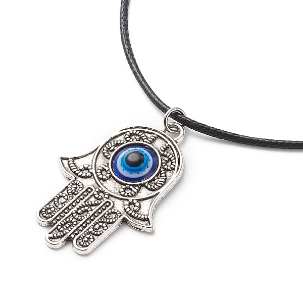 

PandaHall Alloy Hamsa Hand with Enamel Evil Eye Pendant Necklace for Women, Antique Silver, 17.91 inch(45.5cm) Alloy Evil Eye Blue