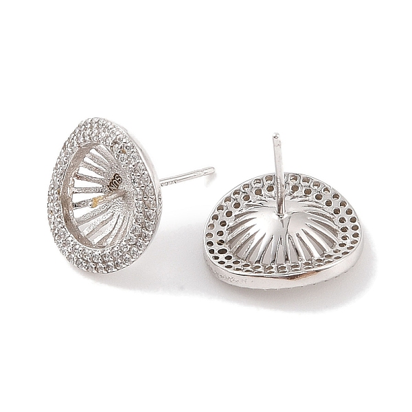 

PandaHall 925 Sterling Silver Micro Pave Cubic Zirconia Earring Settings Findings, for Half Drilled Beads, Flat Round, Real Platinum Plated...