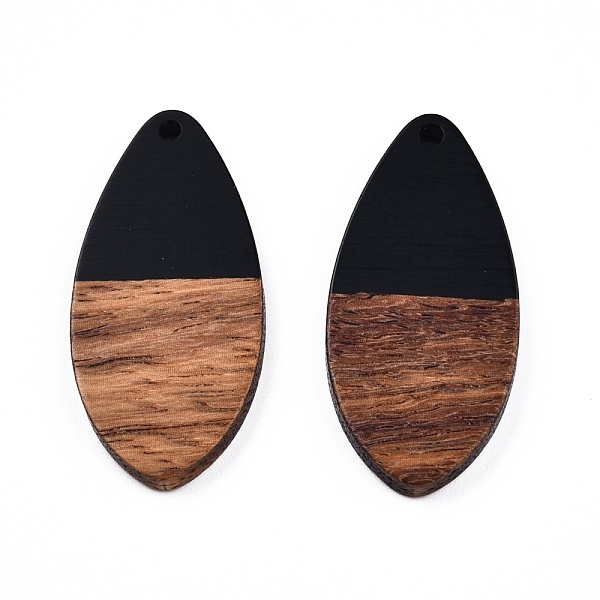 

PandaHall Opaque Resin & Walnut Wood Pendants, Teardrop Shape Charm, Black, 38x18x3mm, Hole: 2mm Resin+Wood Teardrop Black