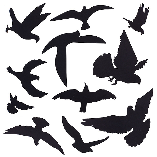 PandaHall GORGECRAFT 55Pcs Black Bird Window Decals Anti-Collision Window Clings Alert Bird Static Glass Sticker for Preventing People and...