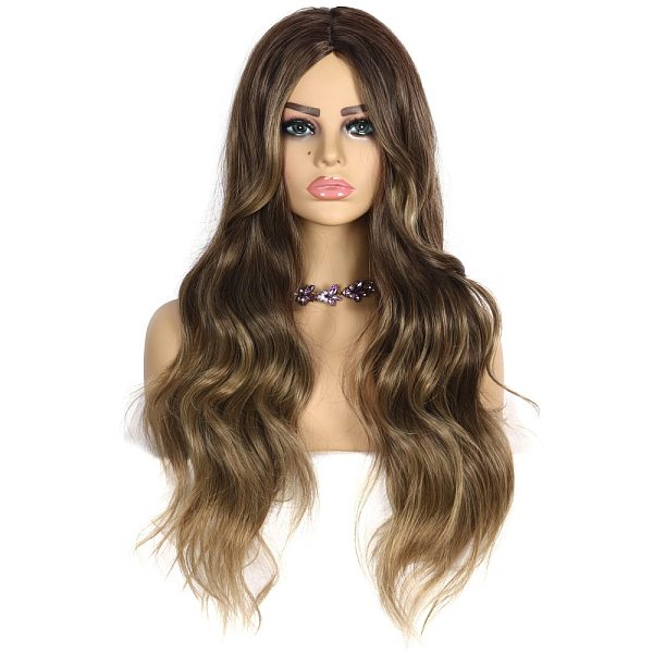 PandaHall Balayage Long Wavy Wigs for Women, Synthetic Wigs, Heat Resistant High Temperature Fiber, Brown, 29 inch(73.66cm) High Temperature...