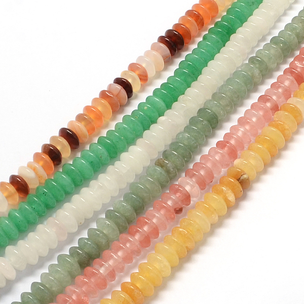 

PandaHall Rondelle Natural & Synthetic Mixed Stone Bead Strands, 6~7x3~4mm, Hole: 1mm, about 140pcs/strand, 15.7 inch Mixed Stone Rondelle