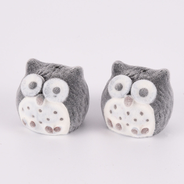 

PandaHall Flocky Plastic Beads, Half Drilled Beads, Owl, Gray, 18x20.5x20mm, Hole: 1.4mm Plastic Owl Gray