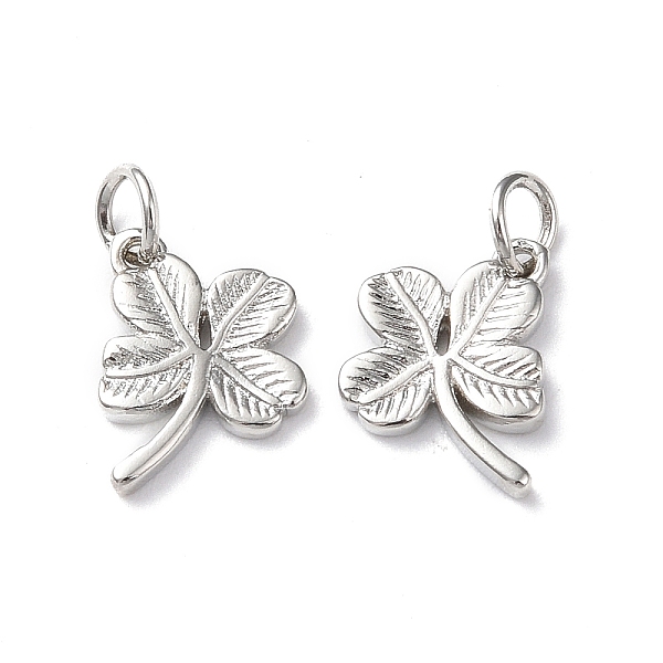 

PandaHall Rack Plating Brass Charms, with Jump Ring, Lead Free & Cadmium Free, Clover Charm, Platinum, 12x10x2mm, Hole: 3mm Brass Clover