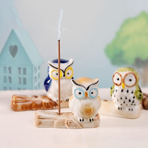 

PandaHall Porcelain Incense Burners, Owl on the Branch Incense Holders, Home Office Teahouse Zen Buddhist Supplies, Random Color, 55x23x40mm..., Multicolor