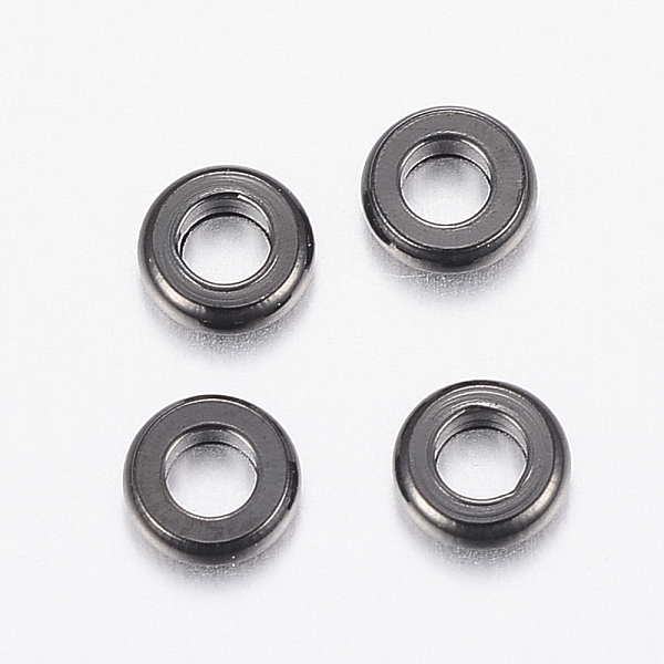 

PandaHall 304 Stainless Steel Beads, Flat Round, Electrophoresis Black, 4x1mm, Hole: 2mm 304 Stainless Steel Flat Round