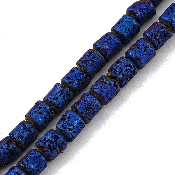 

PandaHall Electroplated Natural Lava Rock Beads Strands, Column, Blue Plated, 4~4.5x4.5~5mm, Hole: 0.9mm, about 78pcs/strand, 16.14''...