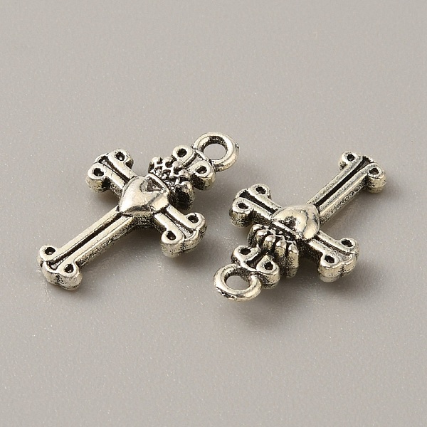 

PandaHall Tibetan Style Alloy Pendants, Cross Charm, Religion, Antique Silver, 17x10x3mm, Hole: 1.4mm Alloy Cross