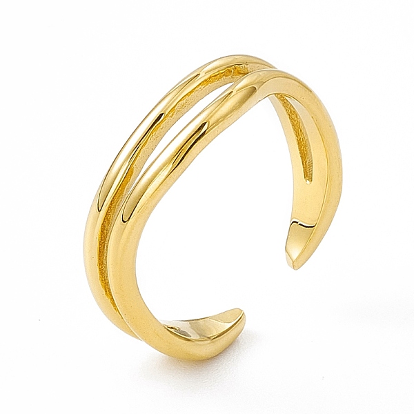 

PandaHall Ion Plating(IP) 304 Stainless Steel Cuff Ring for Women, Double Layer Open Rings, Real 14K Gold Plated, 4.5~5.5mm, Inner Diameter...