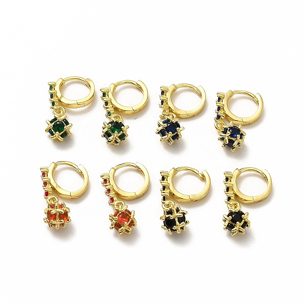 

PandaHall Cubic Zirconia Ball Dangle Hoop Earrings, Real 18K Gold Plated Brass Jewelry for Women, Lead Free & Cadmium Free, Mixed Color..., Multicolor