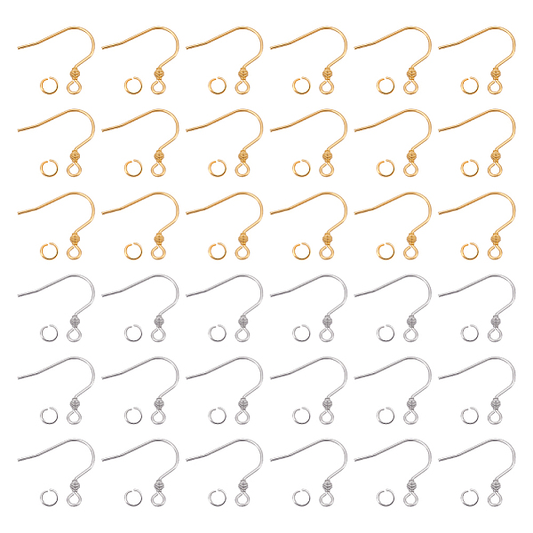 

PandaHall UNICRAFTALE About 200Pcs 2 Styles 304 Stainless Steel Earring Hooks Ear Wire with Horizontal Loops and 200Pcs Jump Rings Fish Ear...