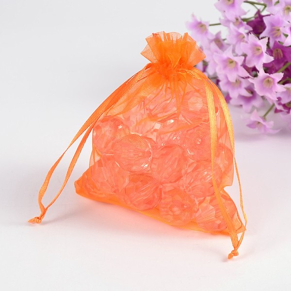 

PandaHall Organza Gift Bags, with Drawstring, Rectangle, Orange, 12x10cm Organza Rectangle Orange