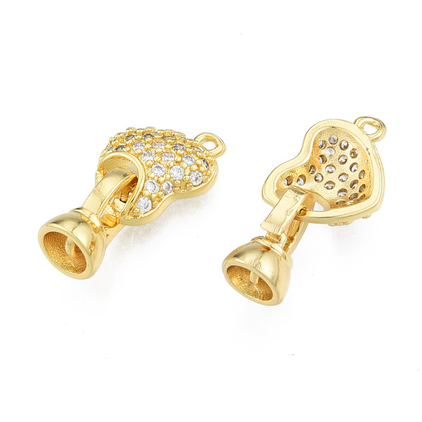 

PandaHall Brass Micro Pave Clear Cubic Zirconia Fold Over Clasps, Nickel Free, Heart, Real 18K Gold Plated, Heart: 10x14x3.5mm, Clasp...