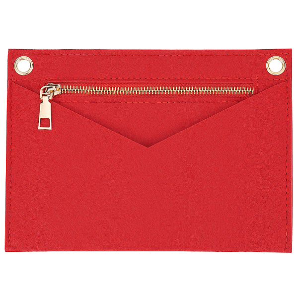 

PandaHall Felt Bags Organizer Insert, Mini Envelope Handbag Shaper Premium Felt, with Brass Grommets & Zipper, Red, 22x15.7x0.5cm, Hole...