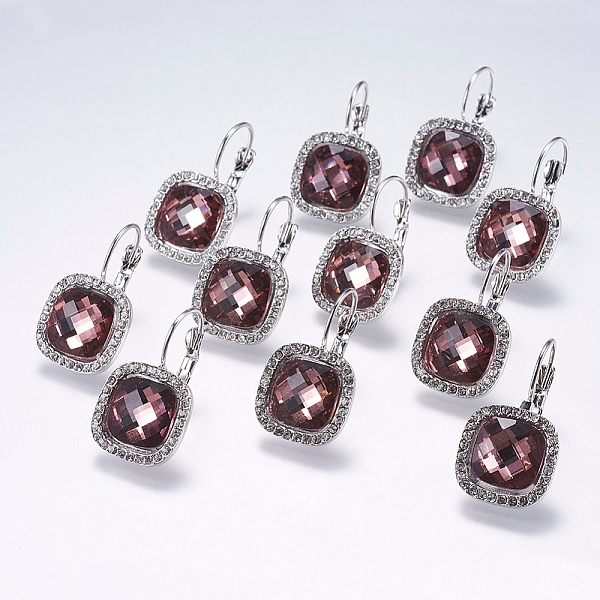 

PandaHall Brass Micro Pave Cubic Zirconia Leverback Earrings, with Glass, Square, Real Platinum Plated, 28x16x4mm, Pin: 0.5mm Cubic Zirconia