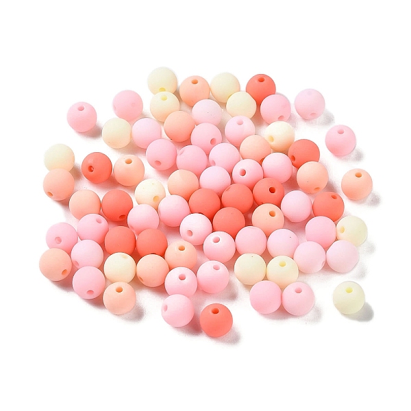 

PandaHall Rubberized Style Imitated Silicone Acrylic Beads, Round, Pink, 8x7.5mm, Hole: 1.6mm, about 1923pcs/500g Acrylic Round Pink