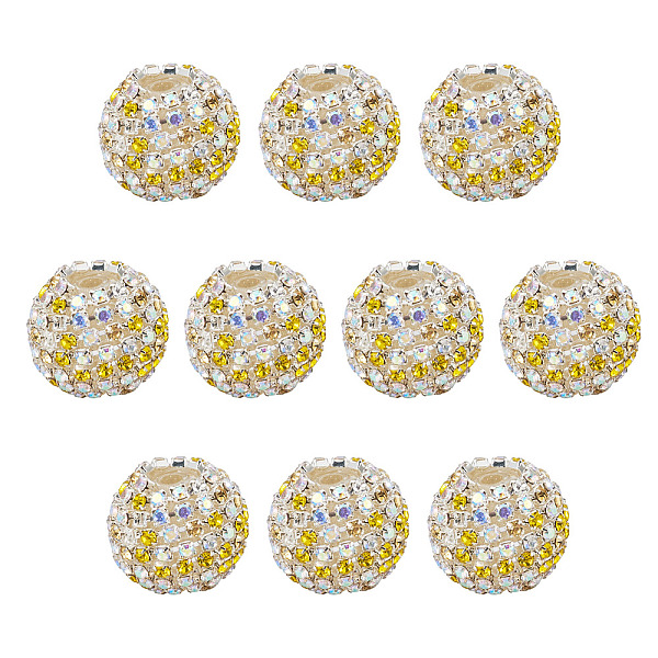 10 perle ronde en strass de verre scintillant