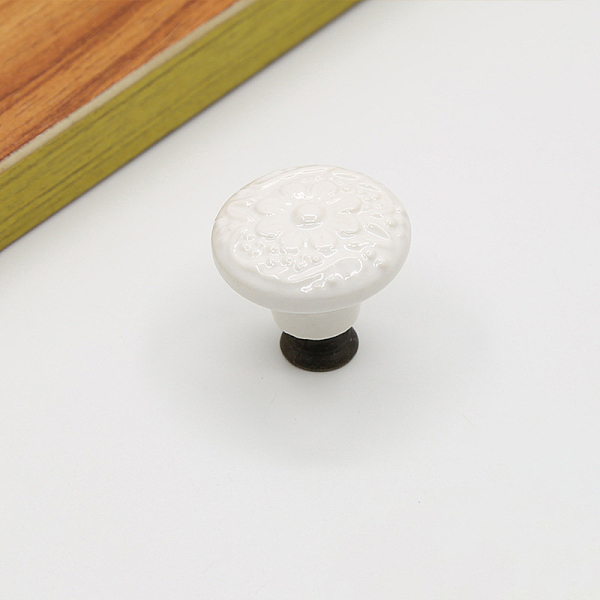 

PandaHall Porcelain Cabinet Door Knobs, Kitchen Drawer Pulls Cabinet Handles, Flat Round with Flower Pattern, White, 34x32mm Porcelain Flat...