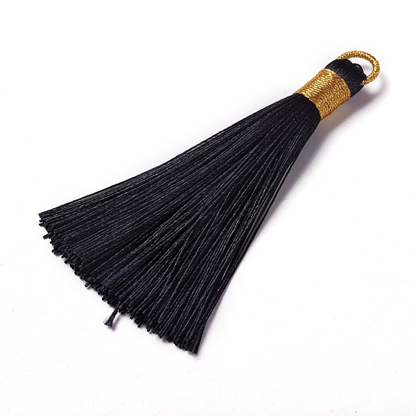

PandaHall Polyester Tassel Pendants, Black, 80~83x7~8mm, Hole: 5~7mm Polyester Black