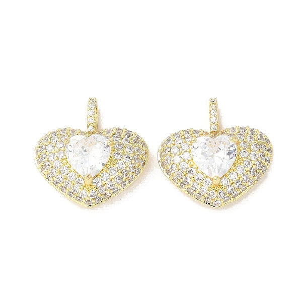 

PandaHall Rack Plating Brass Pendants, With Clear Cubic Zirconia, Long-Lasting Plated, Lead Free & Cadmium Free, Real 18K Gold, Heart, White...
