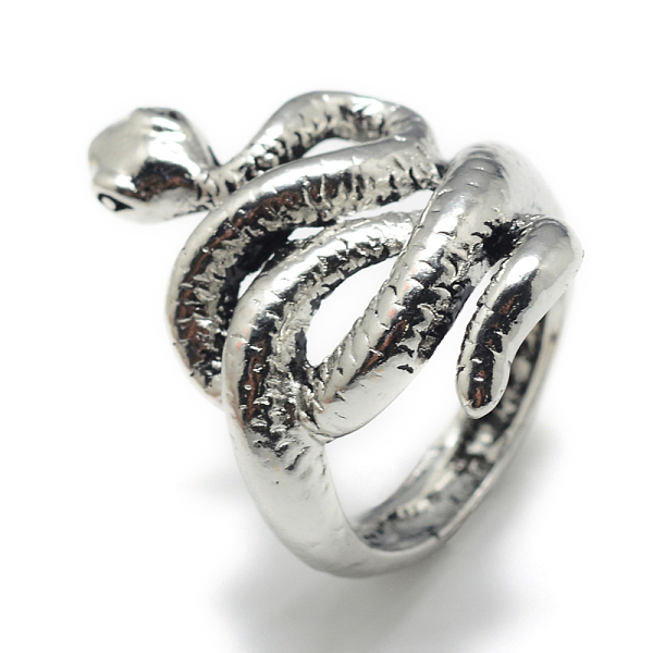 

PandaHall Alloy Finger Rings, Snake, Size 8, Antique Silver, 18mm Alloy