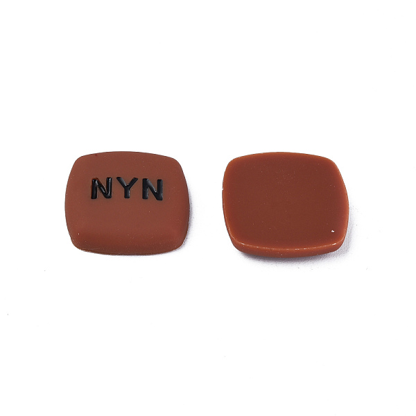 

PandaHall Acrylic Enamel Cabochons, Square with Word NYN, Saddle Brown, 21x21x5mm Acrylic Square