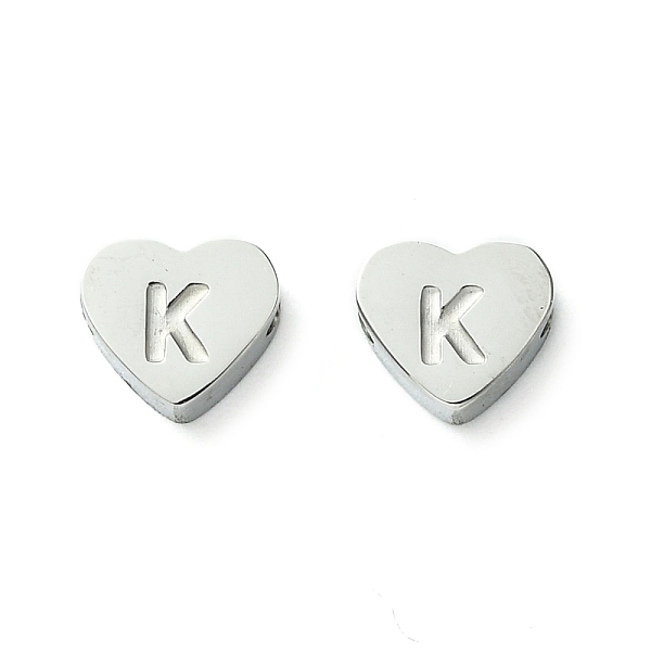 

PandaHall 316L Surgical Stainless Steel Beads, Love Heart with Letter Bead, Stainless Steel Color, Letter K, 5.5x6.5x2.5mm, Hole: 1.4mm 316L...