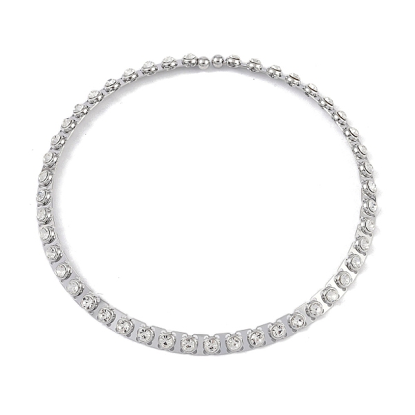 

PandaHall Brass Necklaces, with Rhinestone, Platinum, 14.17 inch(360mm) Rhinestone