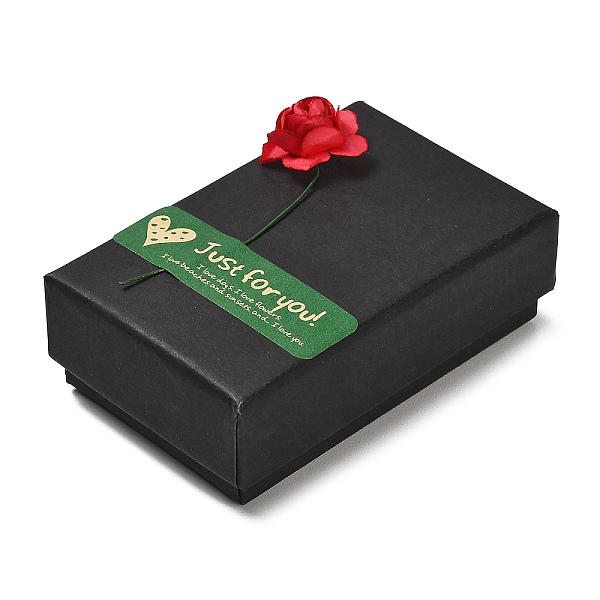 Boîtes cadeaux en papier kraft ornées de roses artificielles pour ensembles de bijoux