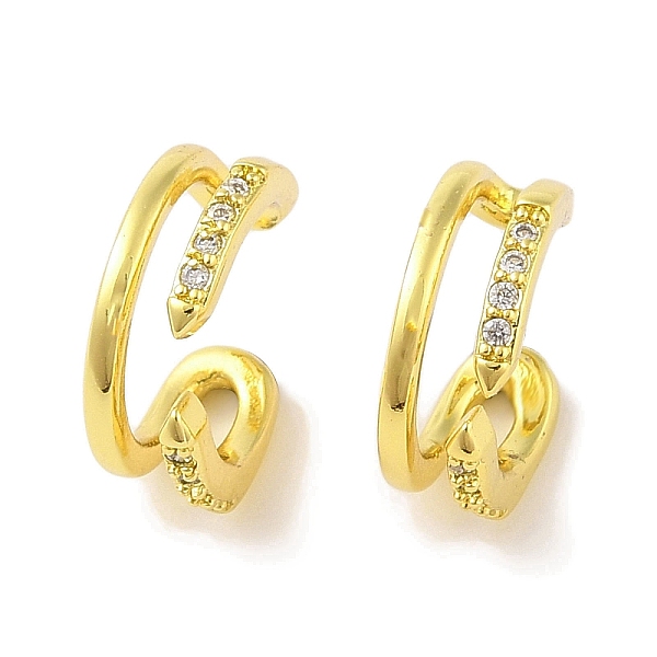 

PandaHall Brass Cuff Earrings, with Clear Cubic Zirconia for Women, Real 18K Gold Plated, 12x5mm Brass Clear