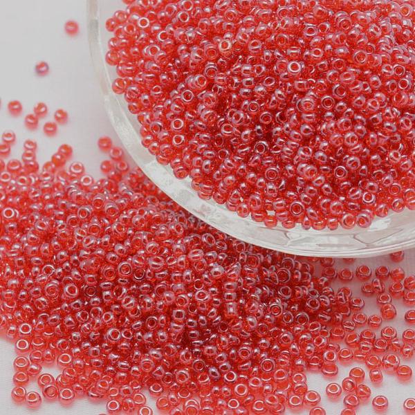 

PandaHall 6/0 Glass Seed Beads, Grade A, Round, Transparent Colours Lustered, Cerise, 3.6~4.0mm, Hole: 1.2mm, about 5000pcs/pound Glass Red