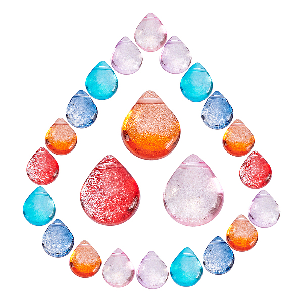 

PandaHall SUNNYCLUE 120Pcs 6 Colors Transparent Glass Beads, with Glitter Powder, Dyed & Heated, Teardrop, Mixed Color, 12x9x6mm, Hole: 1mm..., Multicolor