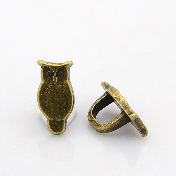 

PandaHall Tibetan Style Alloy Slide Charms, Owl, Nickel Free, Antique Bronze, 20x10x11mm, Hole: 7x8mm Alloy Owl