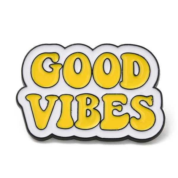 

PandaHall Alloy Enamel Pins, Word Good Vibes Brooches, Electrophoresis Black, Yellow, 20x30x1.5mm Alloy+Enamel Word Yellow