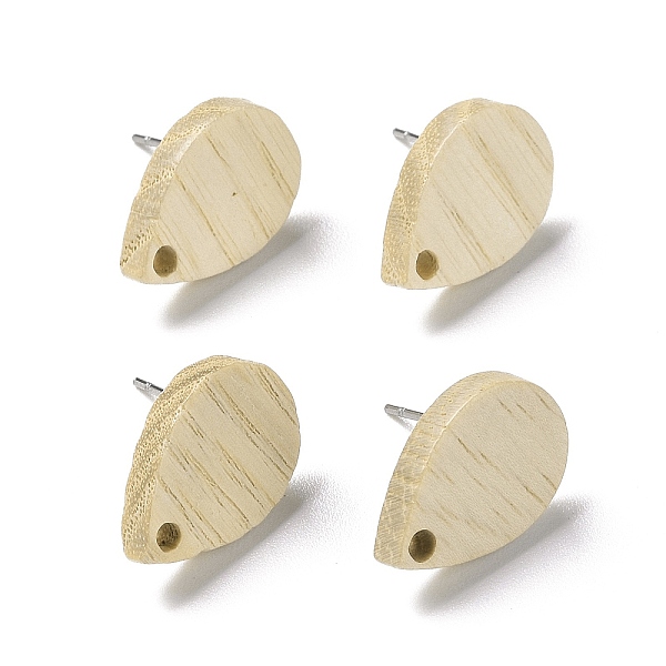 

PandaHall Natural Ash Wood Stud Earring Findings, with 304 Stainless Steel Pin, Teardrop, Teardrop, 12x8mm Wood Teardrop