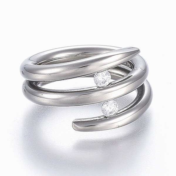 

PandaHall 304 Stainless Steel Wide Band Finger Rings, with Cubic Zirconia, Size 7, Stainless Steel Color, 17mm Stainless Steel+Cubic..., Clear