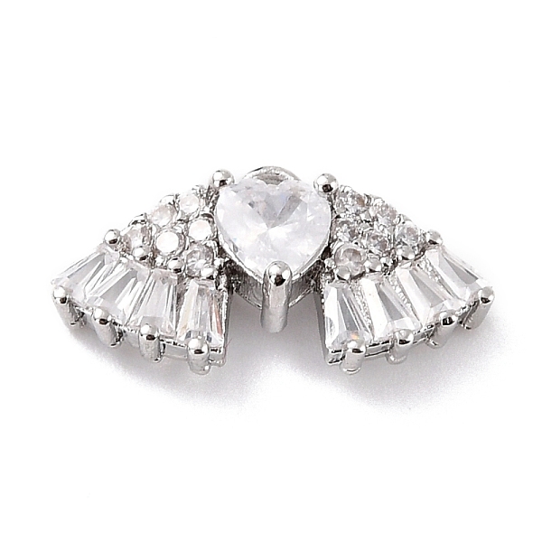 

PandaHall Eco-Friendly Brass Micro Pave Clear Cubic Zirconia Charms, Cadmium Free & Lead Free, Heart and Wing, Real Platinum Plated...