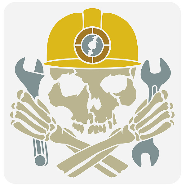 

PandaHall PET Hollow Out Drawing Painting Stencils, for DIY Scrapbook, Photo Album, Skull Pattern, 30x30cm Plastic Skull
