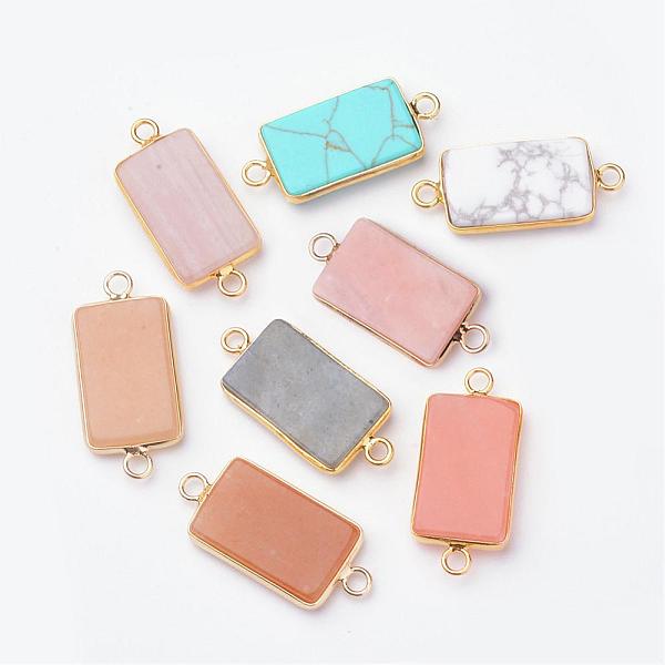 

PandaHall Natural & Synthetic Gemstone Links connectors, with Golden Tone Brass Findings, Rectangle, 29.5x13.5x4.5mm, Hole: 2.5mm Mixed...