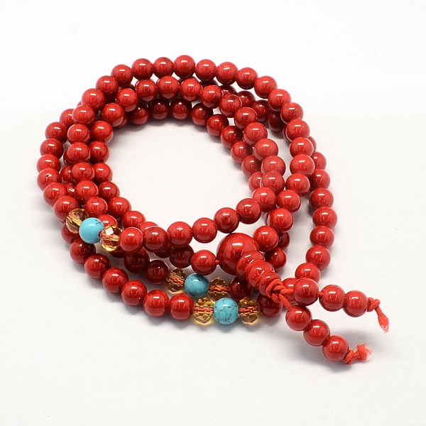 4-Loop-Wrap Buddha Meditation Gelbe Jade Perlen Armbänder