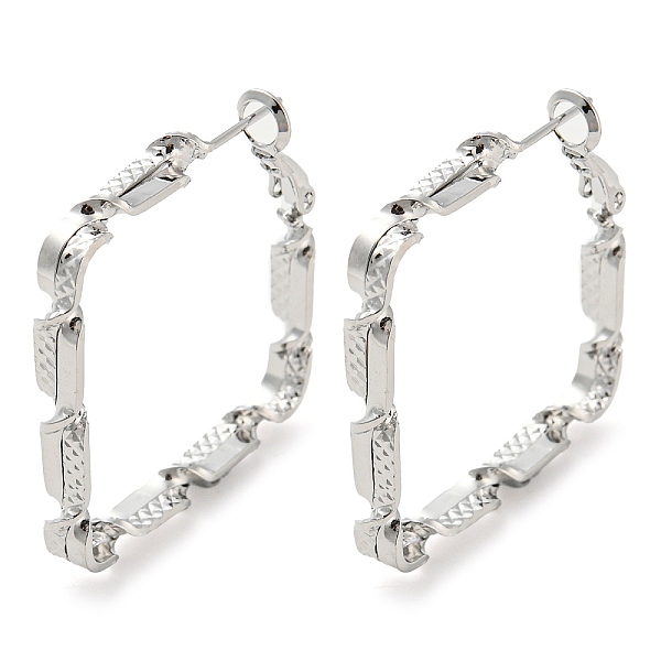 

PandaHall Brass Hoop Earrings, Rhombus, Platinum, 35x4mm Brass Rhombus
