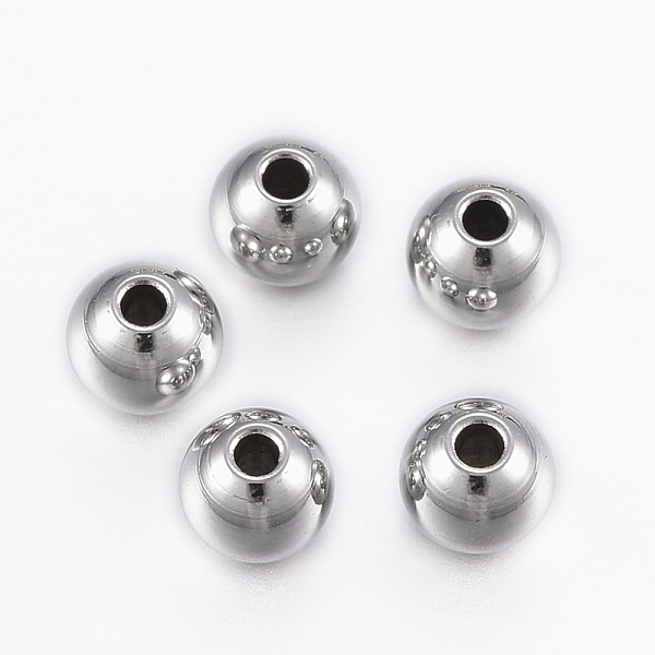 

PandaHall 304 Stainless Steel Beads, Round, Stainless Steel Color, 5x4.5mm, Hole: 1.5mm 304 Stainless Steel Round