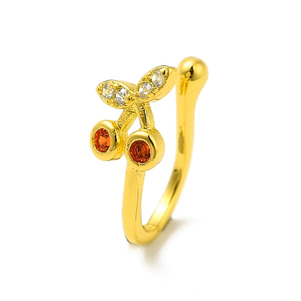 

PandaHall Red Cubic Zirconia Cherry Clip on Nose Rings, Brass Nose Cuff Non Piercing Jewelry for Women, Golden, 11mm Brass+Cubic Zirconia