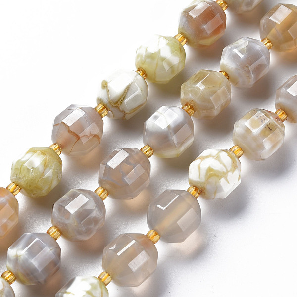 

PandaHall Natural Fire Crackle Agate Beads Strands, Dyed, Faceted, with Seed Beads, Double Terminated Point Prism Beads, Bicone, Lemon...