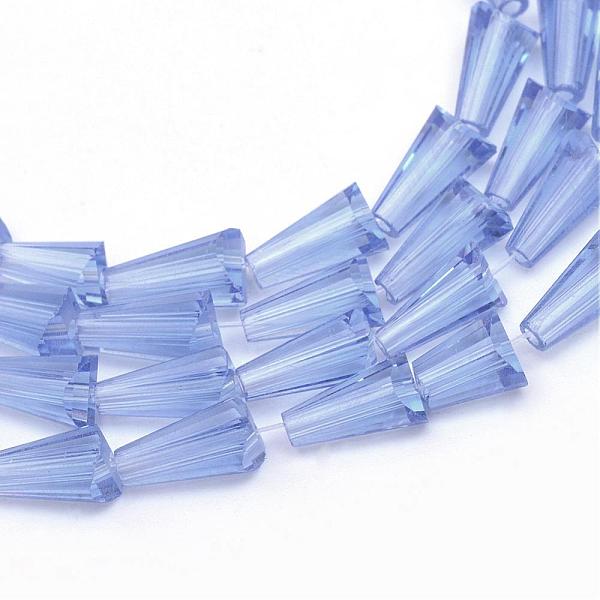 

PandaHall Transparent Glass Bead Strands, Cone, Cornflower Blue, 9~12x6mm, Hole: 2mm, about 47~49pcs/strand, 18.70 inch~19.49 inch...
