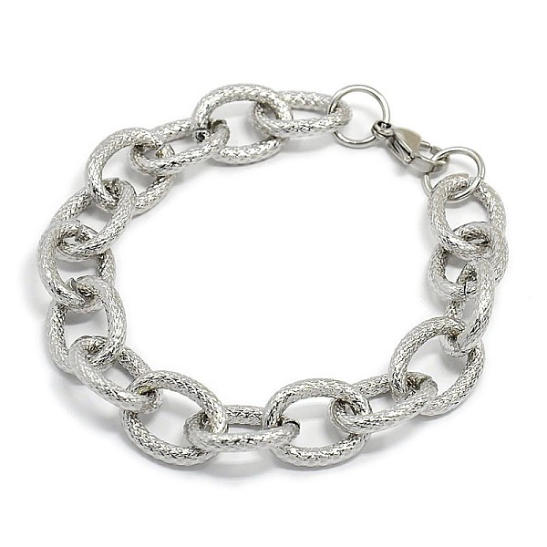 

PandaHall Fashionable 304 Stainless Steel Reticular Grain Cable Chain Bracelets, with Lobster Claw Clasps, Stainless Steel Color, 8-1/2 inch...