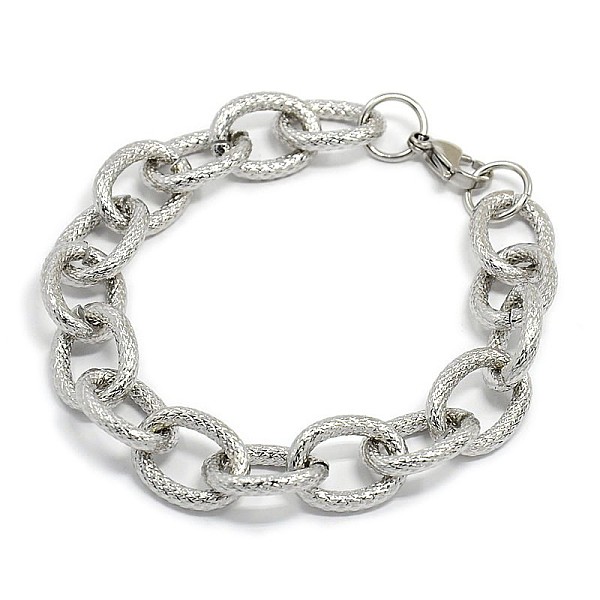 Fashionable 304 Stainless Steel Reticular Grain Cable Chain Bracelets